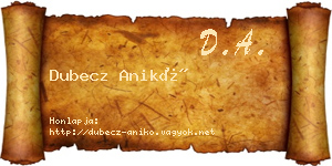 Dubecz Anikó névjegykártya
